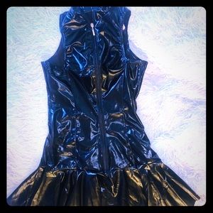 Gloss black mini dress